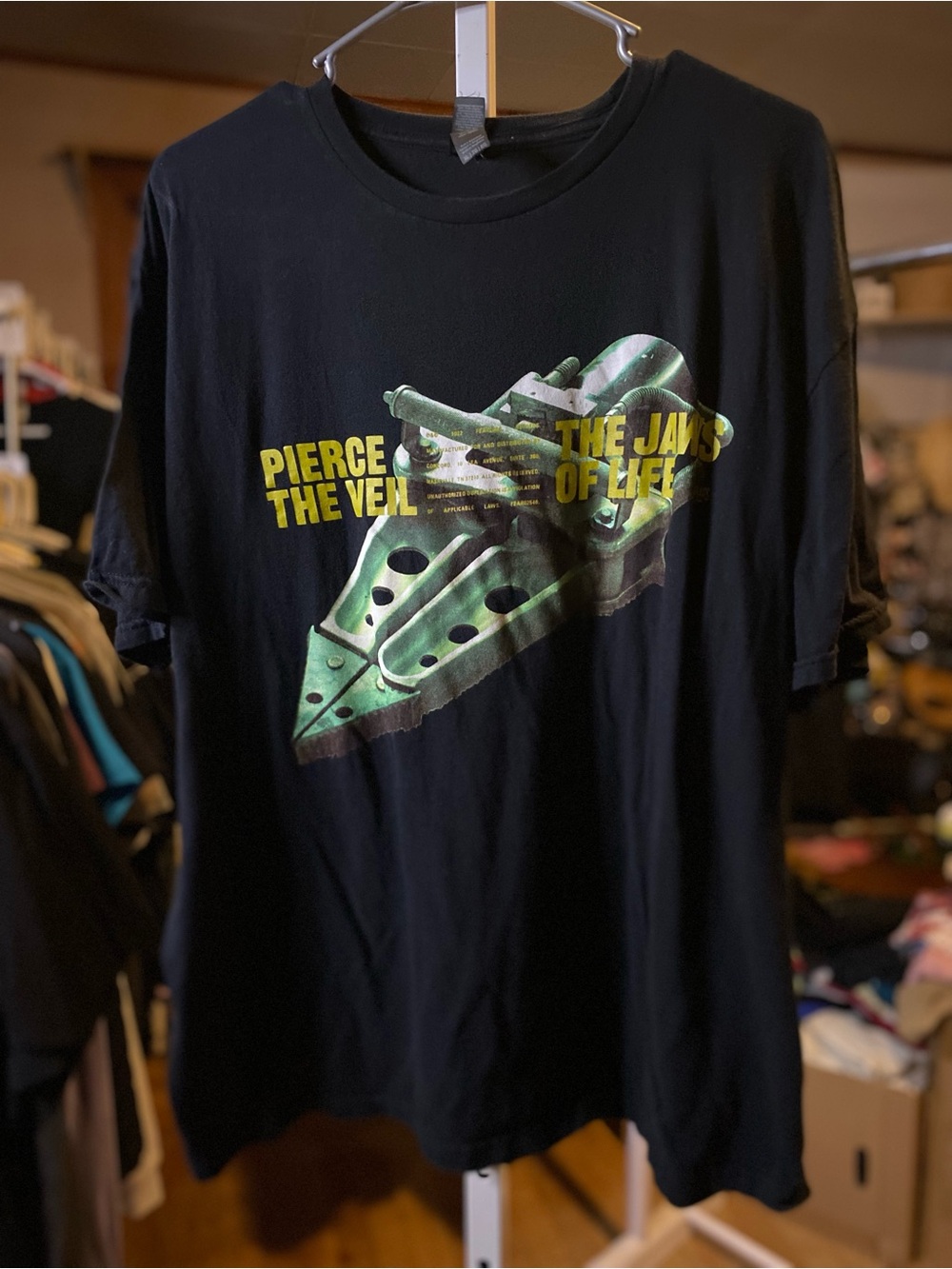 Pierce the Veil - Jaws of Life - Gildan Black Tee with Green and Yellow Graphic